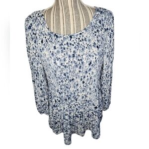 Floral & Ivy Women's Blue Patterned Long-sleeves Top Size XL